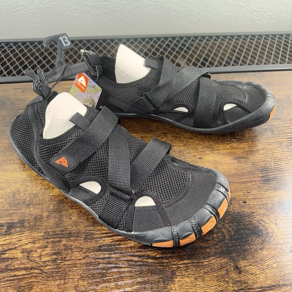OZARK TRAIL Men's Size 13 Multi-Toe Water Shoes Adjustable Mesh • Black